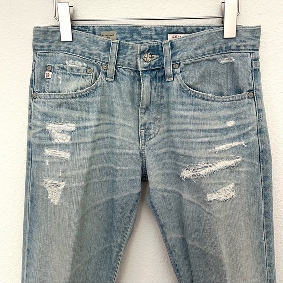 AG Ex-Boyfriend Crop Jeans Denim Pants Distressed Ankle Light Blue Size 26 Reg - Picture 2 of 15